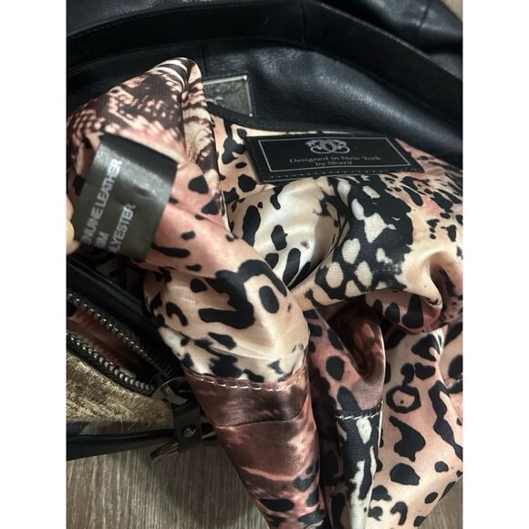 Original by Sharif Patchwork Genuine Leather Cowhide Suede Hobo Purse Black Bag - Picture 7 of 12